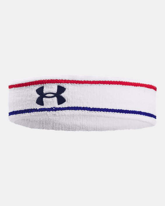 Unisex UA Striped Performance Terry Headband in White image number 0